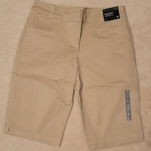 New York & Company Tan Bermuda Shorts Classic Tailored Design